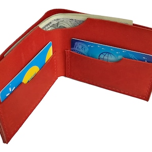 Minimalistische Brieftasche, handgemachte Brieftasche, zweifache Brieftasche, Herren Leder Brieftasche, rote Herren Brieftasche, rote Leder Brieftasche, rote Brieftasche, Leder Brieftasche