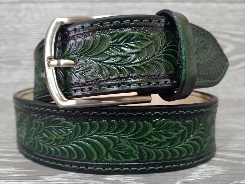 Green Leather Belt Leather Belt Genuine Leather Belt Womens Etsy