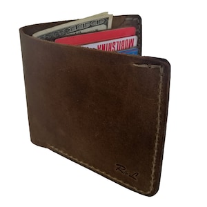 Cartera unisex personalizada, accesorio de cuero de alta calidad, regalo para el tercer aniversario, elegante cartera de cuero marrón, tarjetero delgado para hombre.
