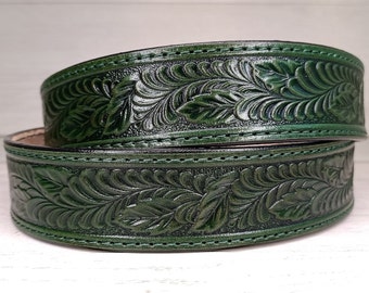 Green leather belt, leather belt, genuine leather belt, womens belt, mens belt, mens leather belt, western belt, belts for women accessories