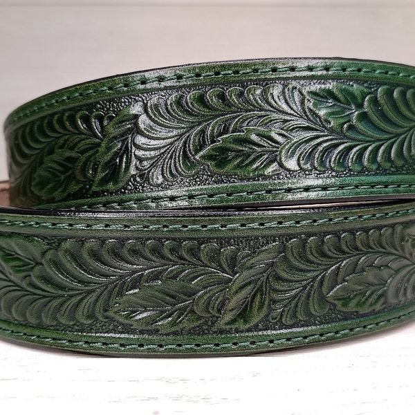 Green leather belt, leather belt, genuine leather belt, womens belt, mens belt, mens leather belt, western belt, belts for women accessories