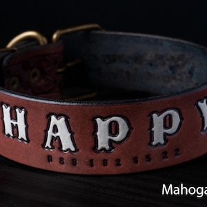 Premium Leder Hundehalsband, Handgefertigtes Hundehalsband, Vollnarbenlederhalsband, Massive Messing-Hardware, Verstellbares Haustier-Halsband, Benutzerdefinierte Hundehalsband