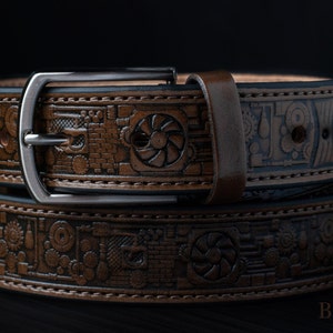 Handcrafted Full-Grain Belt Leather engraved belt for him, Custom leather belt with name, Personalized Leather Belt for Men