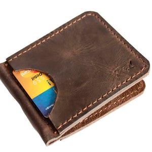 Vordertasche Portemonnaie, Clipbörse, Herren Geldklammer, Geldklammer braun, Geldklammer Leder Geldklammer, Geldklammer Geldbörse, Leder Portemonnaie.