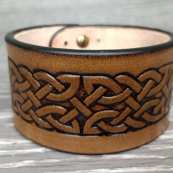 Celtic bracelet, leather bracelets, embossed bracelet, tooled wristband, Tooled Cuff Bracelet, celtic jewelry, mens bracelet, wrap bracelet