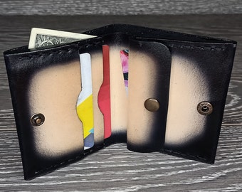 Cartera de cuero marrón, cartera de cuero para hombre, cartera personalizada, cartera minimalista, cartera plegable con monograma, cartera de mujer hecha a mano