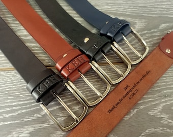 Customized Brown Leather Belt for Men's, Leather Belt for Anniversary, Handmade Leather Belts, Personalized Gift, Husband Gift