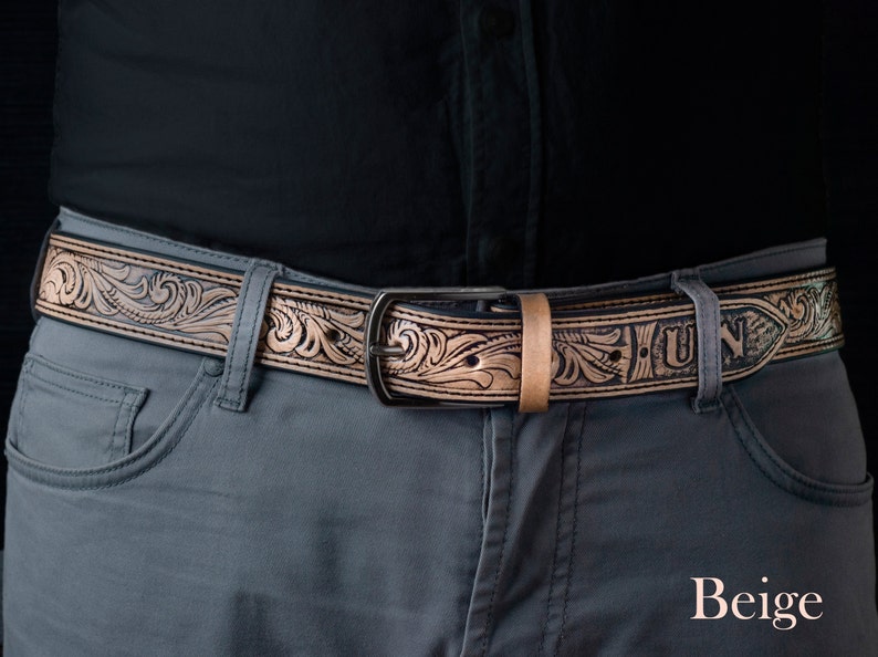 Custom leather belts, Handmade leather belts, Personalized Flowers Tooled Leather Belt, western belt, mens western belt, cowboy belt image 10