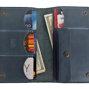 Cartera de viaje plegable, Cartera para pasaporte, Tarjetero, Cartera para documentos, Tarjetero de cuero para hombre, Cartera plegable hecha a mano, Cartera unisex