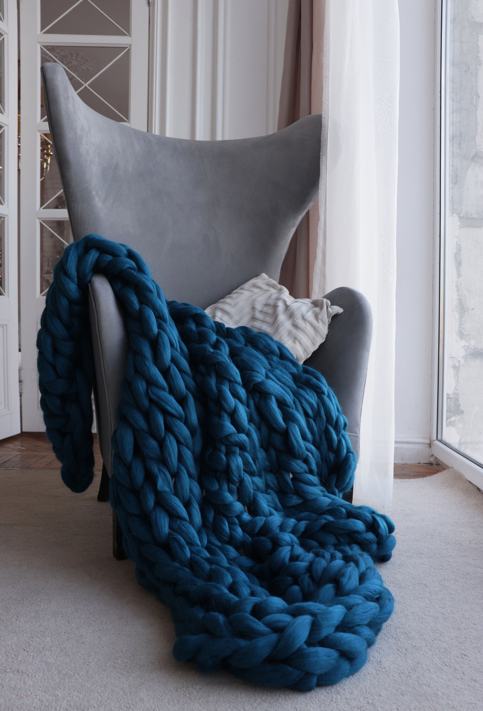 Throw Blanket Cream Chunky Knit Blanket White Chunky Blanket Etsy