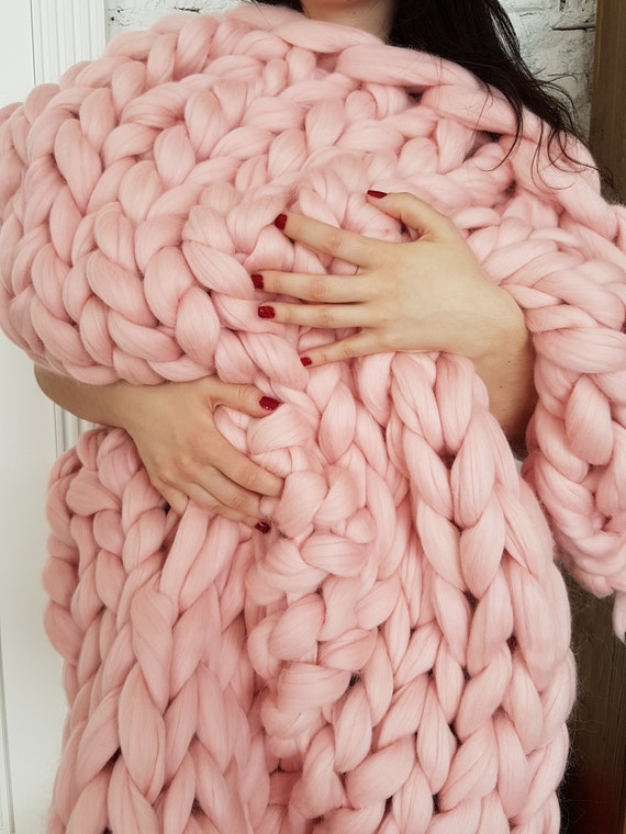 Knit Blanket Wool Blanket Chunky Blanket Throw Blanket Etsy