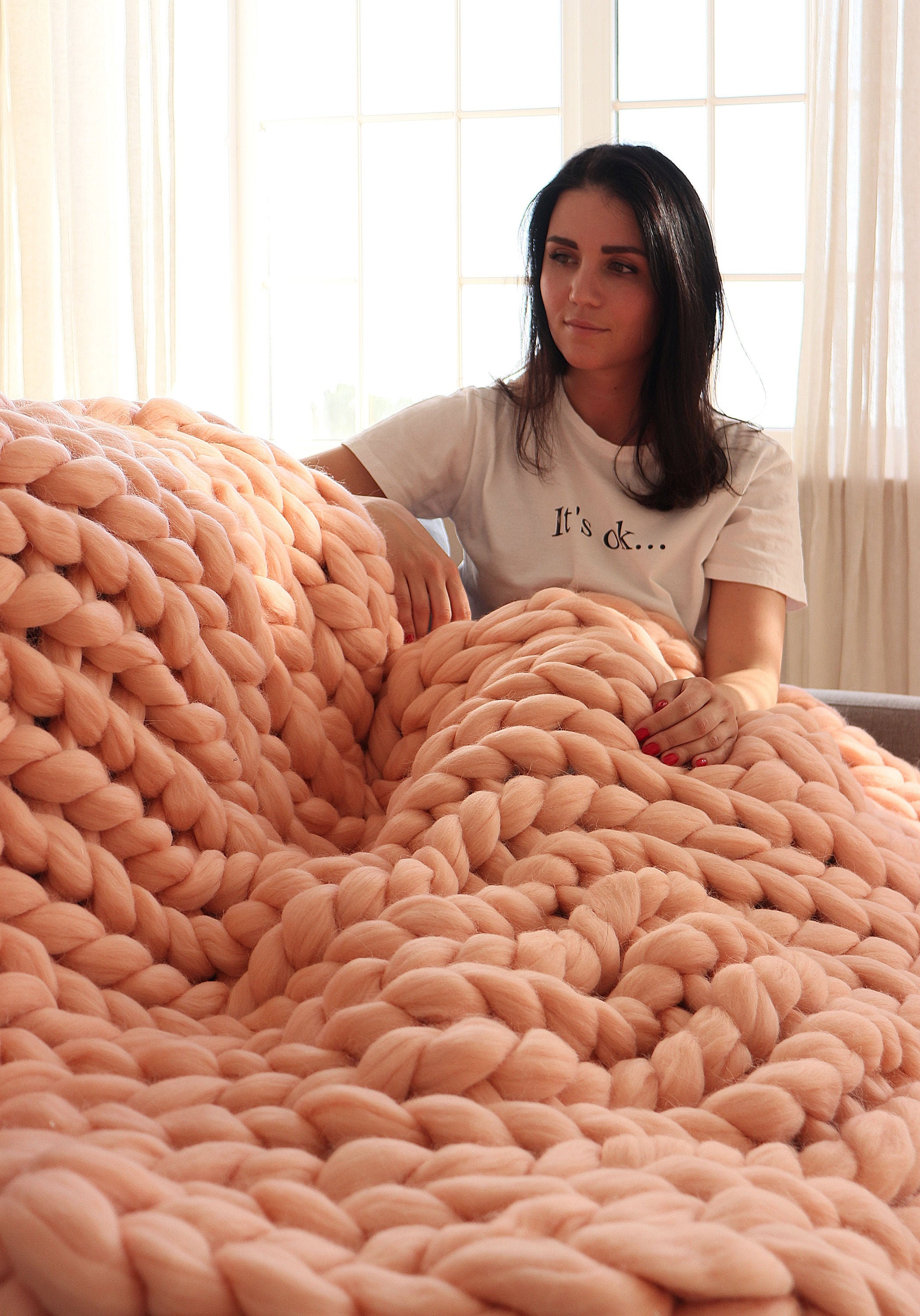 Oversized Knit Blanket Oversized Chunky Knit Blanket Etsy