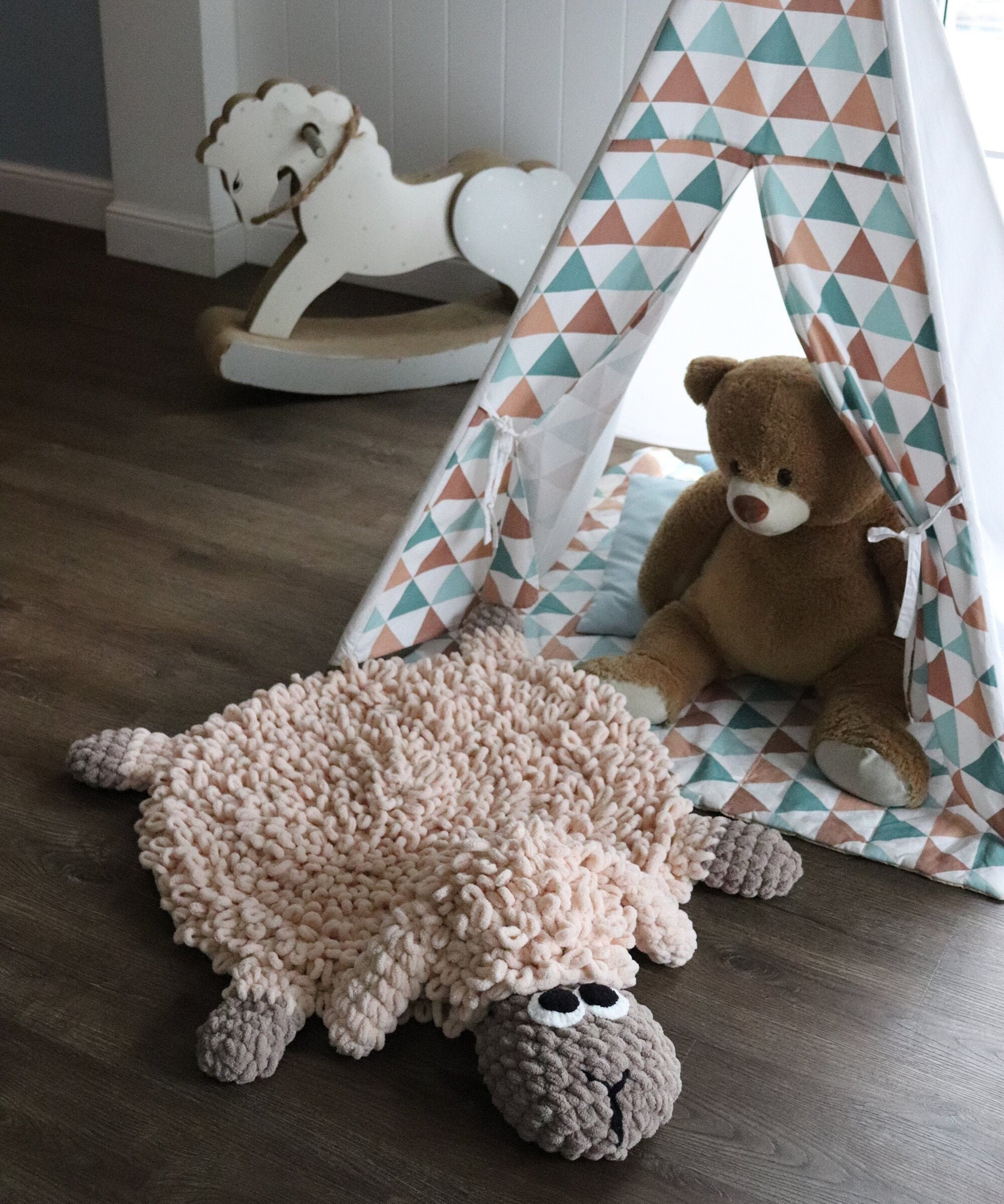 Lamb Plush Round Rug Nursery Baby Play Mat Kids Rug Shag Etsy