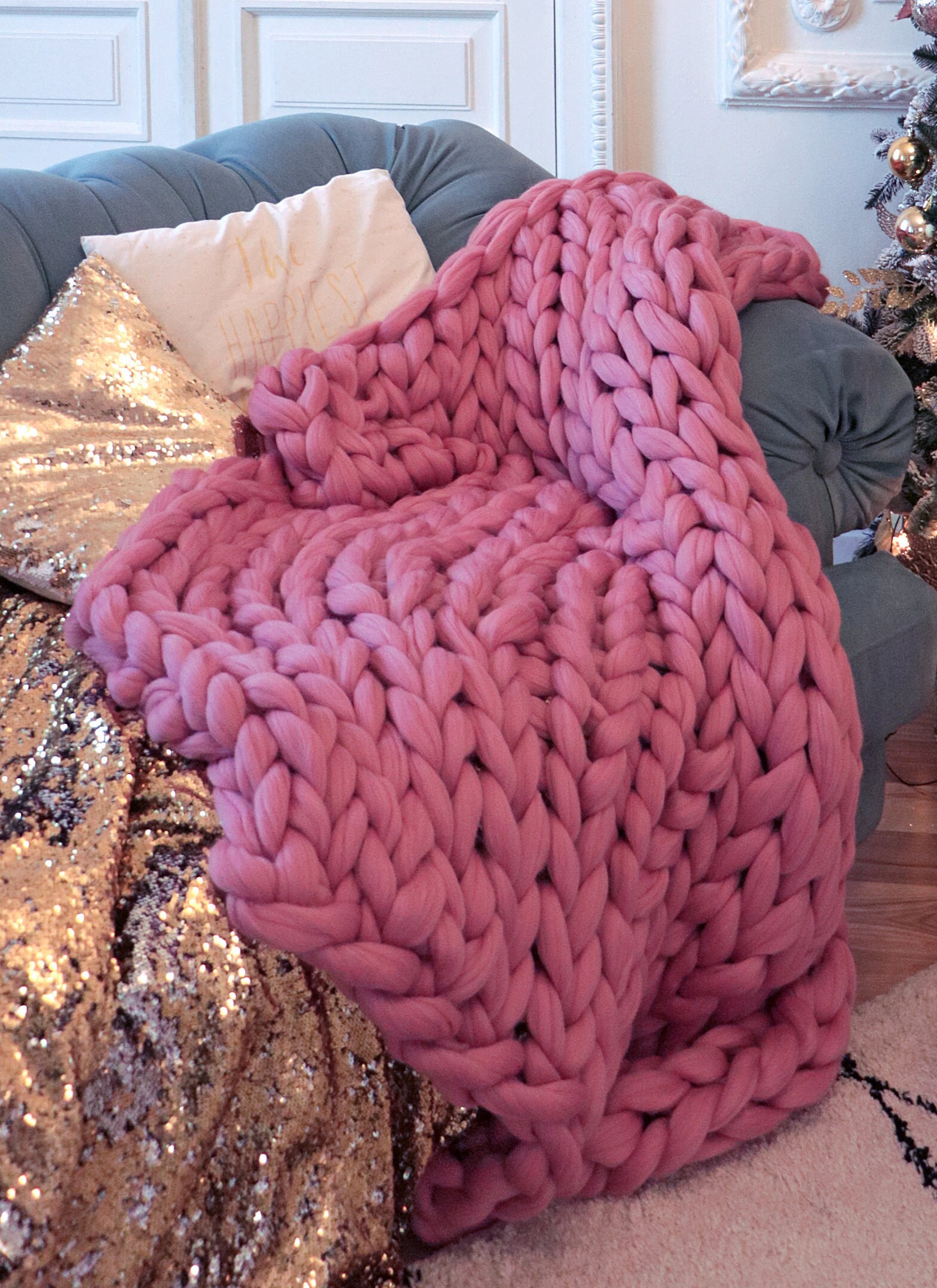 Large Knit Blanket Wool Hug Chunky Knit Blanket Cozy Etsy