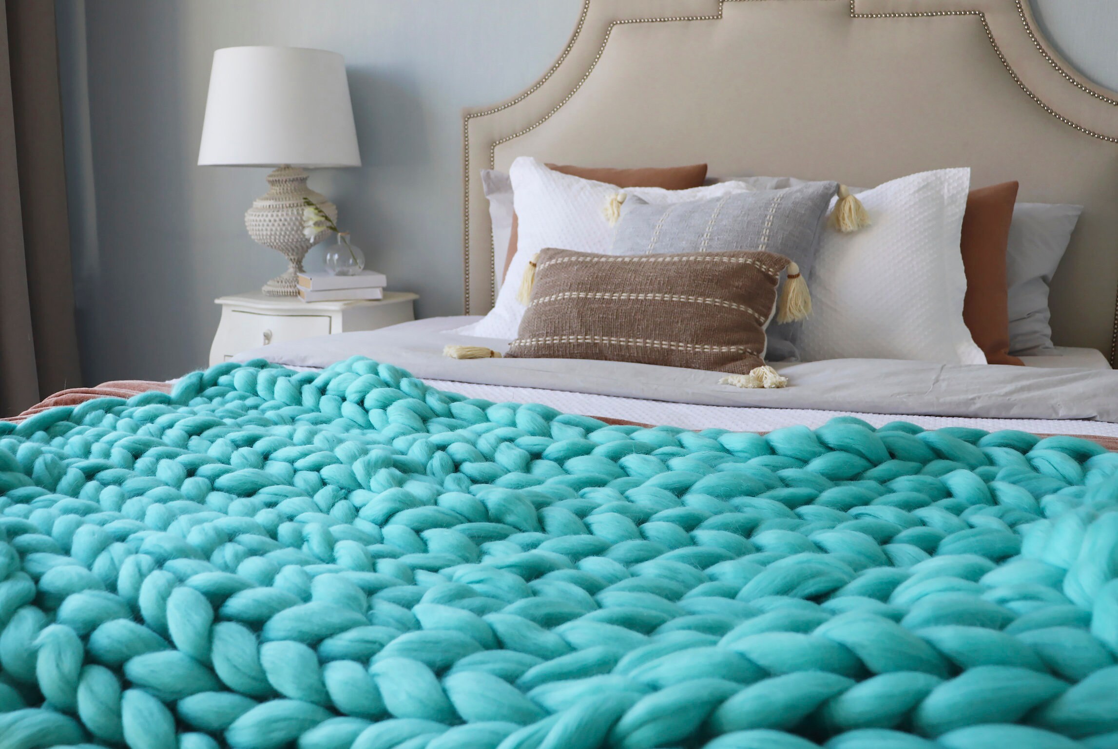 Turquoise Blanket Woven Blanket Turquoise Throw Blanket Etsy