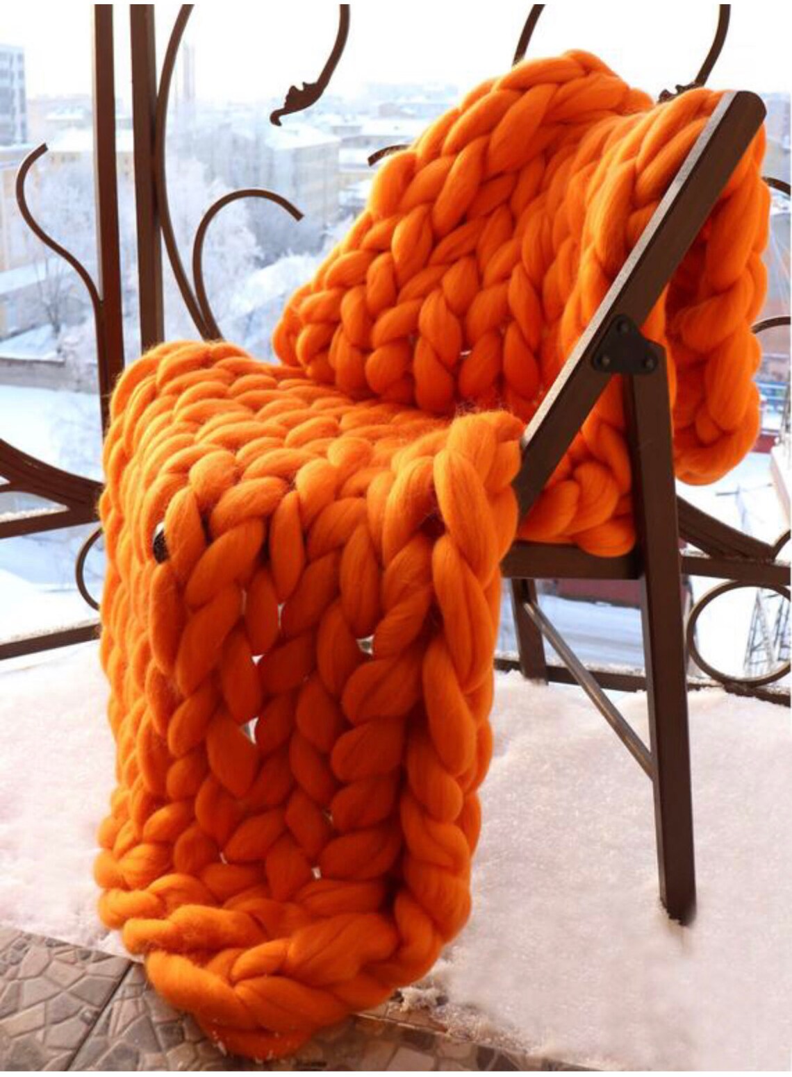 Orange Chunky Blanket Orange Throw Blanket Orange Blanket Etsy