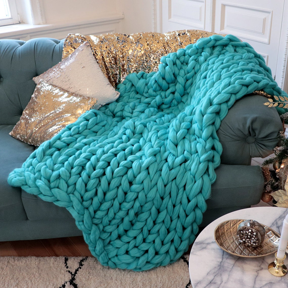 Red Throw Blanket Chunky Red Throw Red Knitted Blanket Etsy