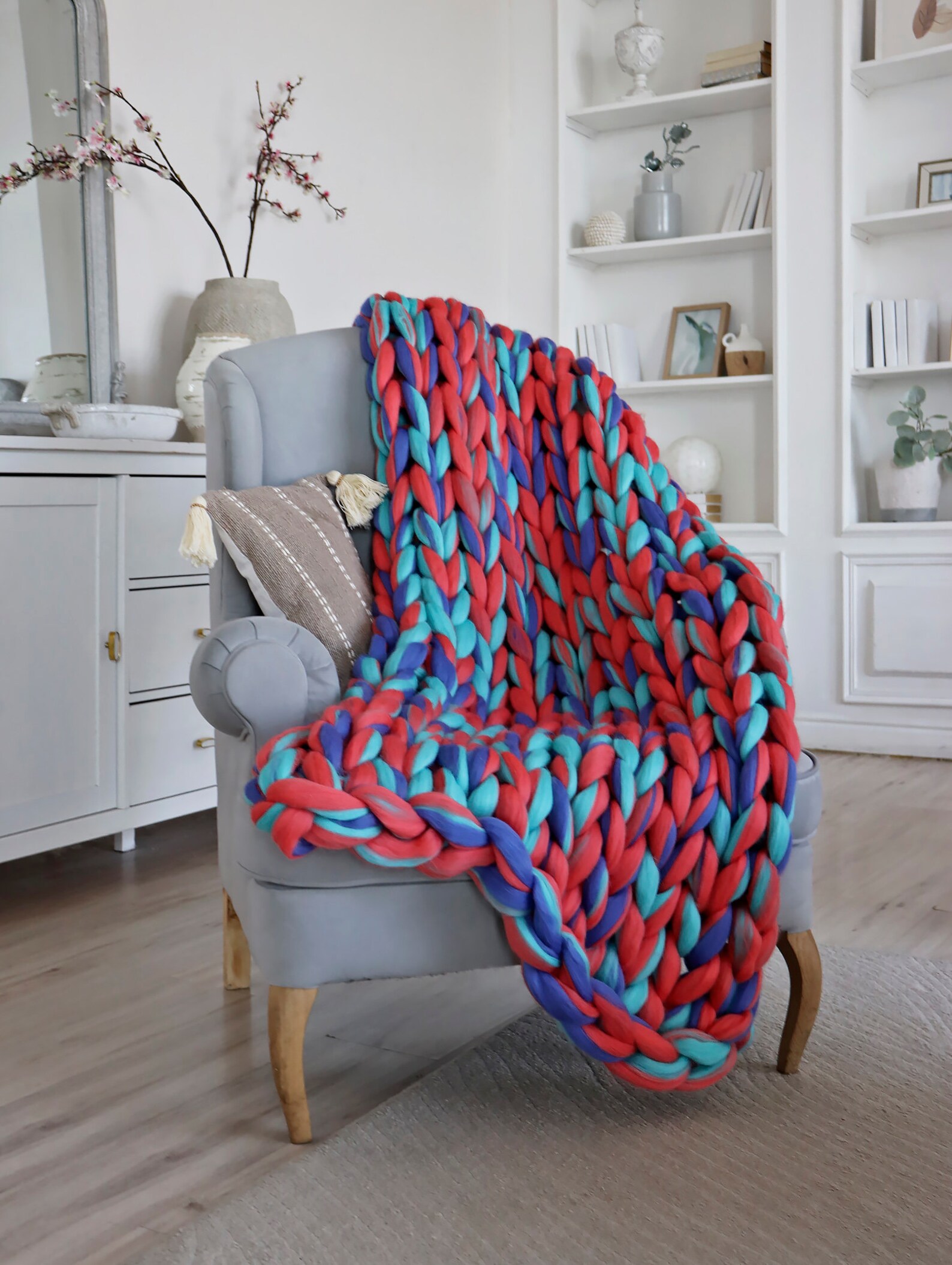 Dark Green Throw Blanket Emerald Green Throw Chunky Knit Etsy