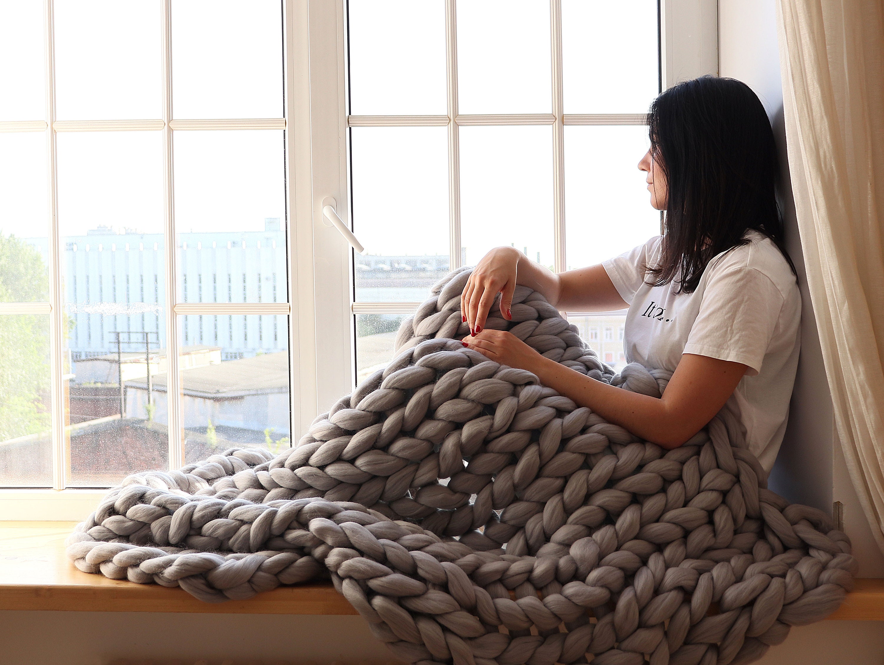 Large Cable Knit Throw Big Knit Blanket Large Knit Throw Etsy