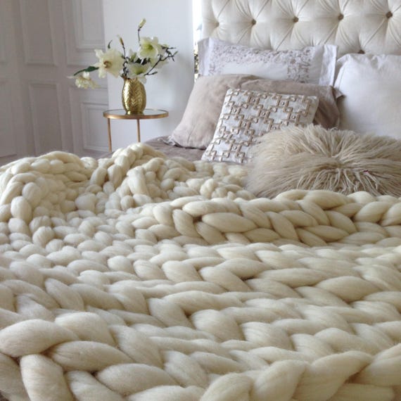 Oversized Knit Blanket Oversized Knitted Blanket Oversized Etsy