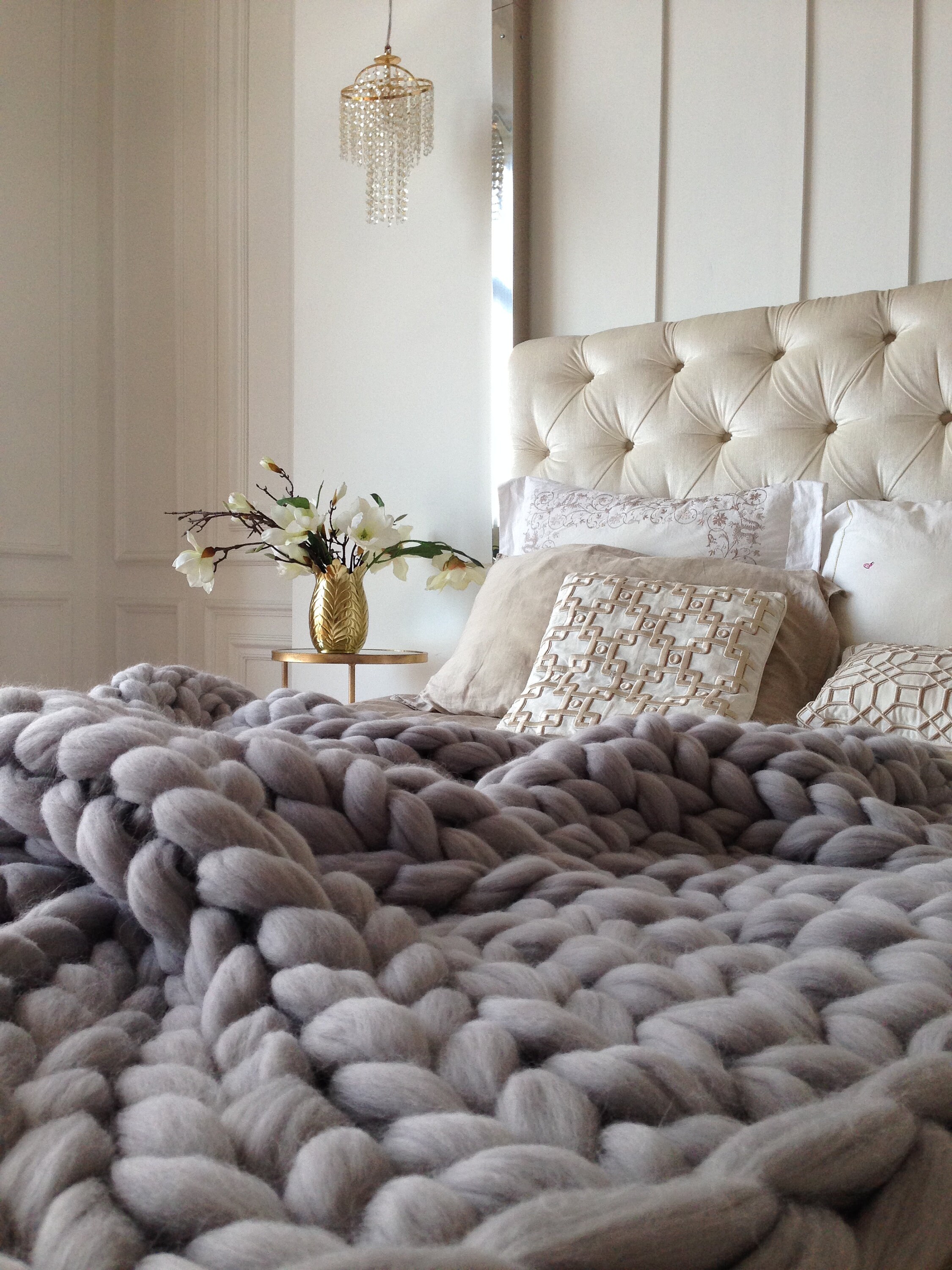 Grey Knit Blanket Grey Chunky Knit Blanket Grey Throw Etsy