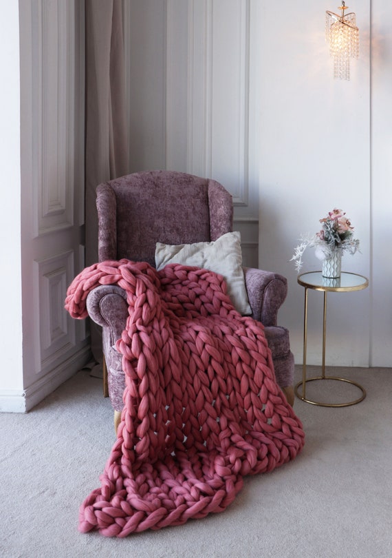 Big Yarn Blanket Marino Wool Blanket Knit Blanket Blanket Etsy