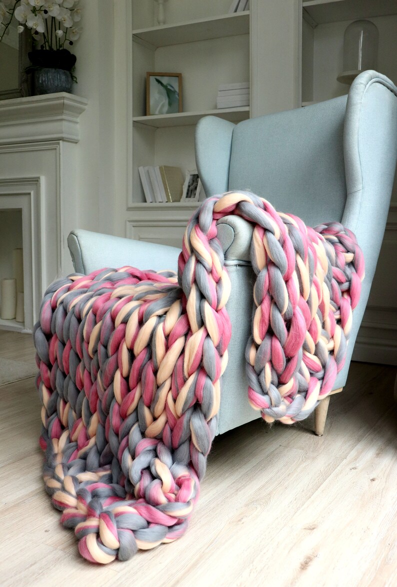 Wool Hugs Chunky Knit Blanket Knit Blanket Oversized Throw Etsy