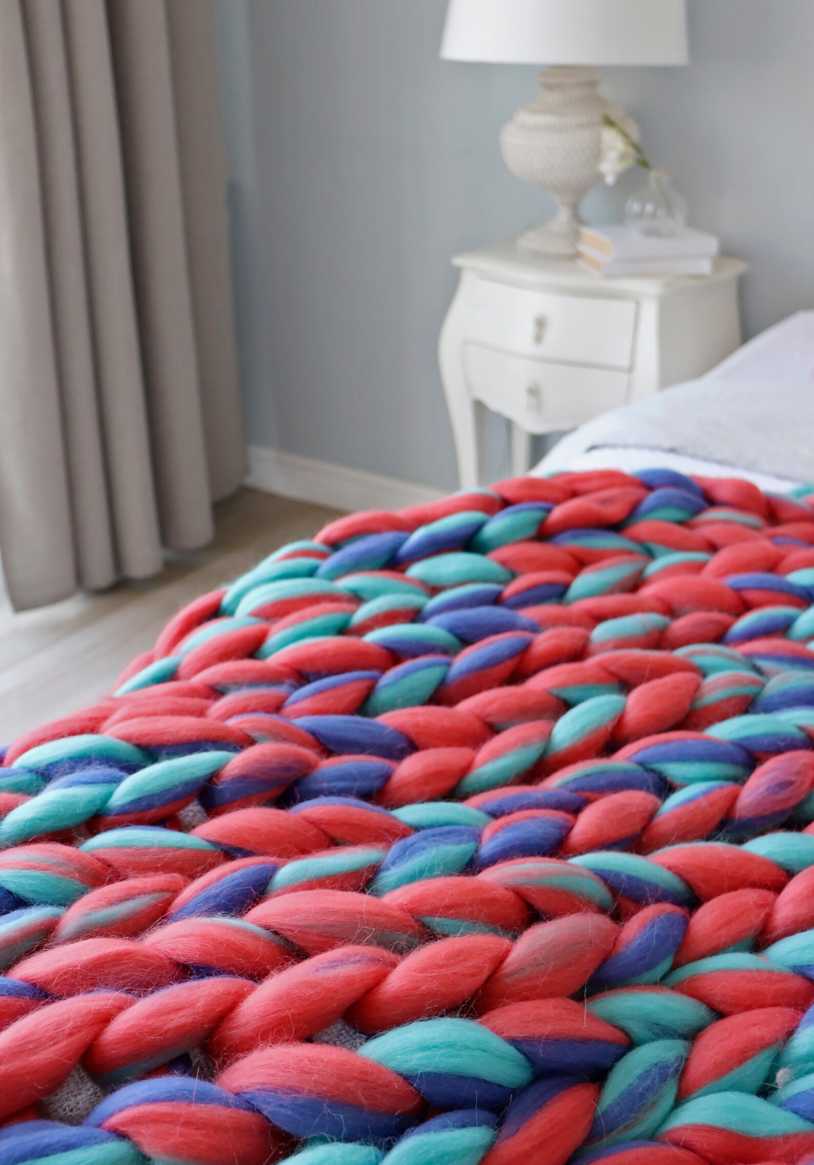 Chunky Knit Blanket Large Knit Blanket Big Knit Blanket Etsy