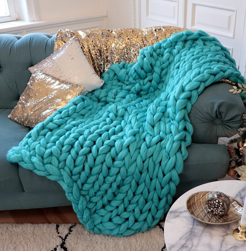 Large Knit Blanket Knit Blanket Large Woven Blanket Big Etsy