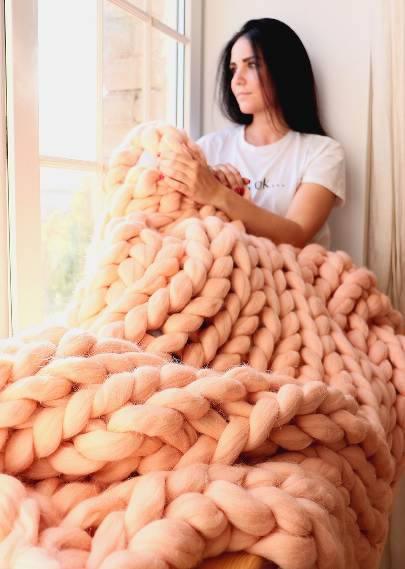 Large Cable Knit Blanket Throw Chunky Woven Blanket Cable Etsy