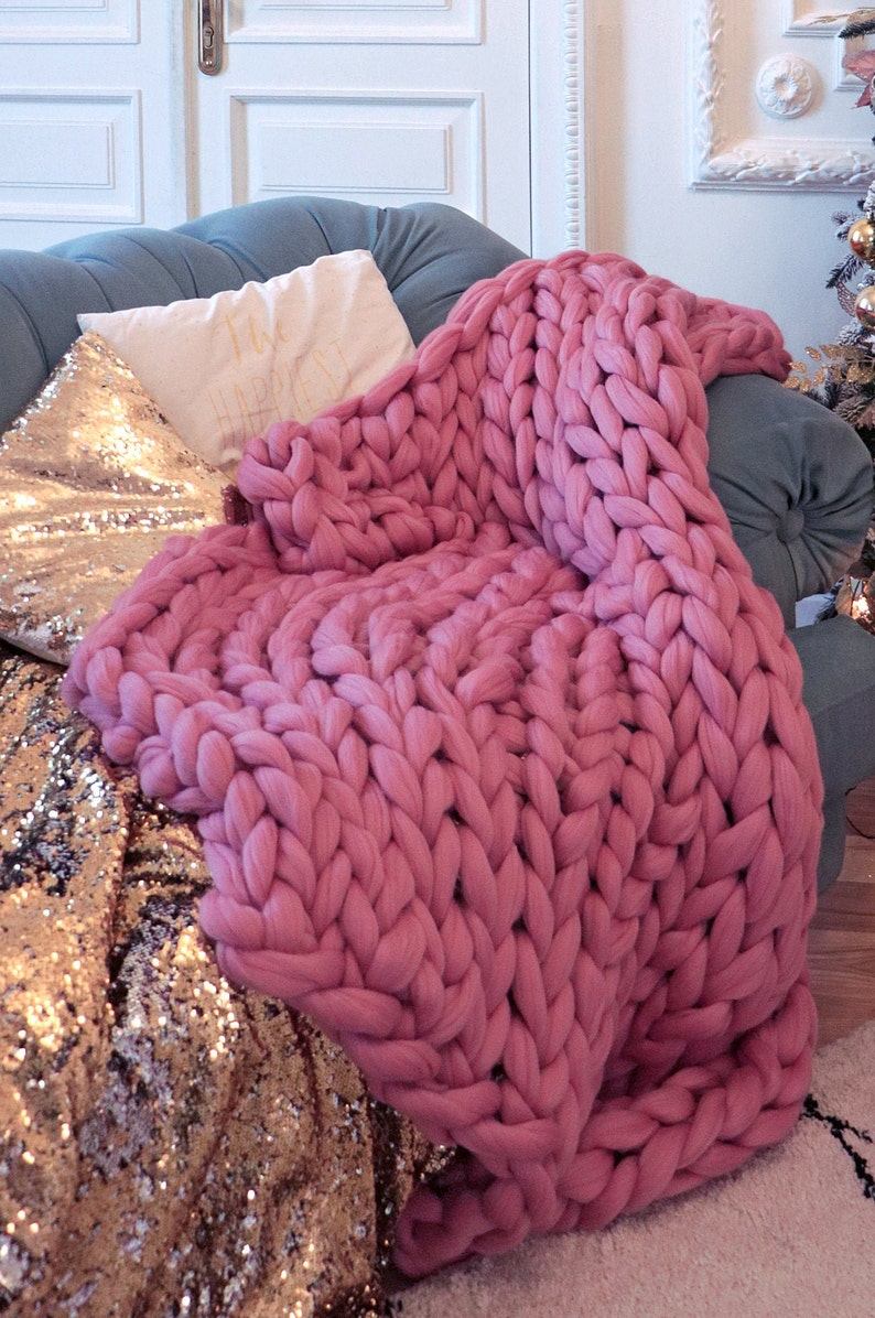 Chunky Knit Chunky Blanket Chunky Knit Blanket Throw Etsy