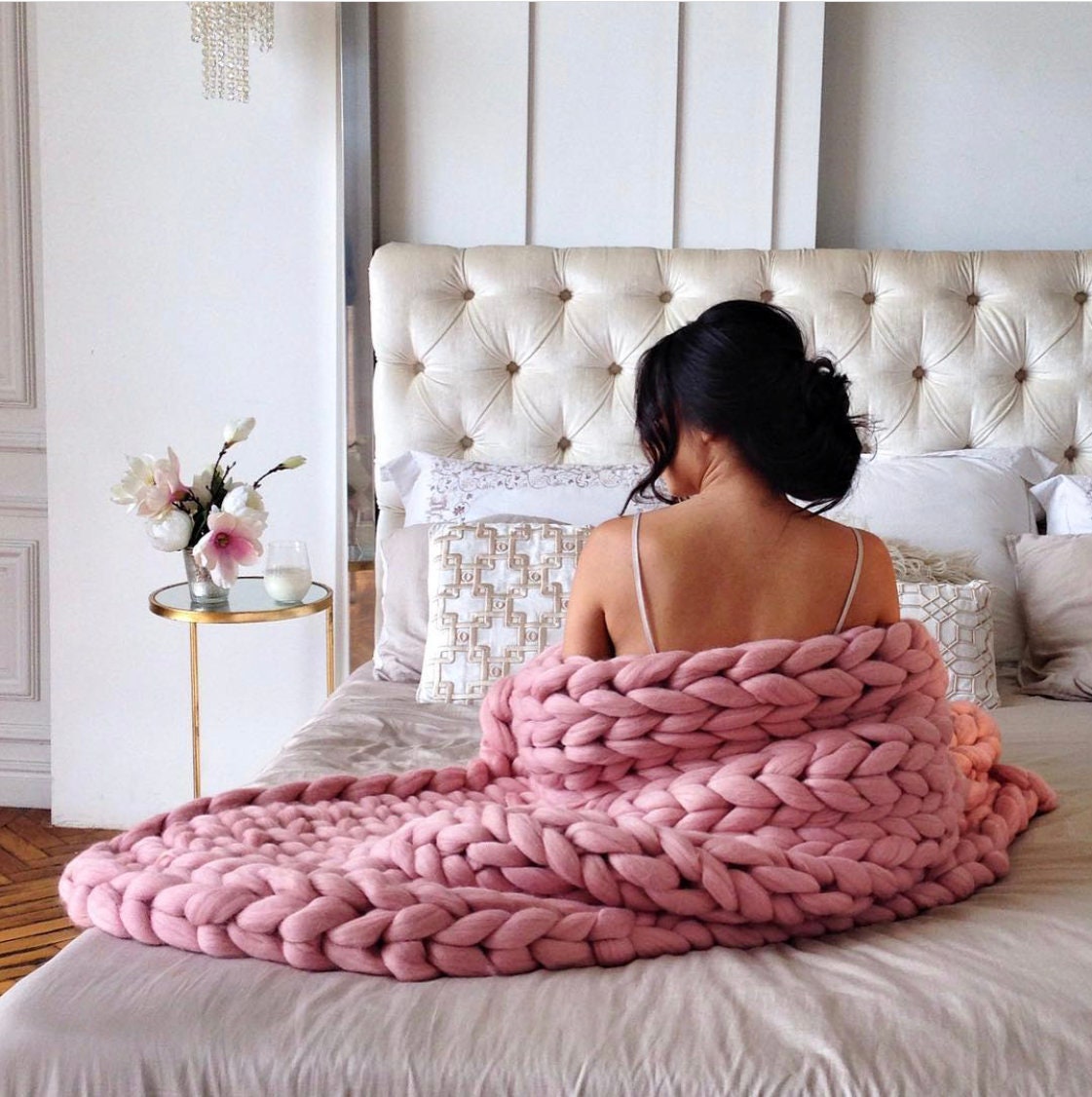 Chunky Knit Blanket Green Emerald Green Throw Blanket Dark Etsy