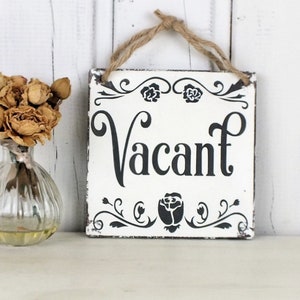 Occupied Vacant double sided wooden sign, Toilet or bathroom door hanger plaque, Small busy or free bathroom signage, Farmhouse distressed