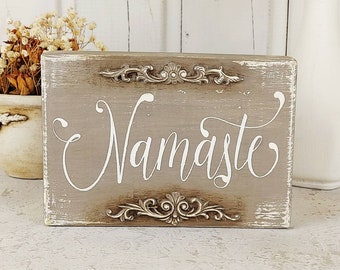 Namaste sign, yoga wood sign, mini wood sign, yoga studio decor, meditation sign