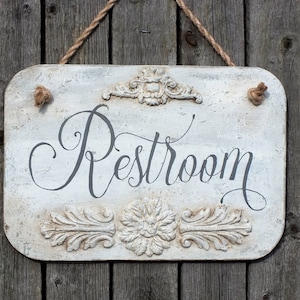 Letrero de madera para baño, decoración de baño estilo casa de campo francesa