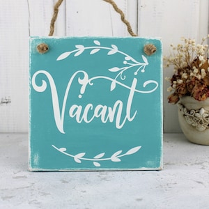 Occupied Vacant sign, Bathroom door hanger plaque, Little busy or free toilet plaque, Farmhouse bathroom wood sign