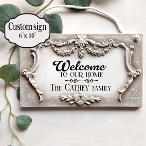 Personalized Welcome Sign, French Country Farmhouse Decor
