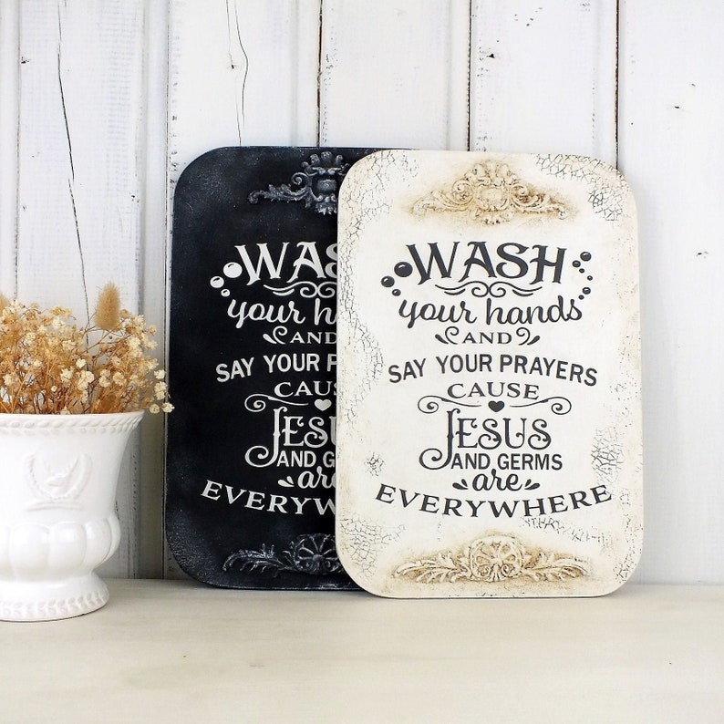 Decoración de la pared del baño de la casa de campo letreros | Etsy