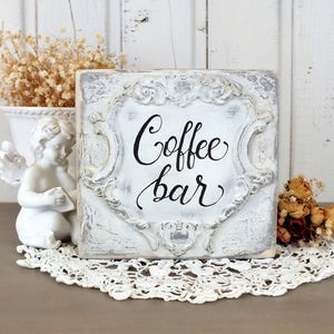 Coffee bar sign, Farmhouse coffee sign, Coffee station decor, Sign for shelf or table image 5