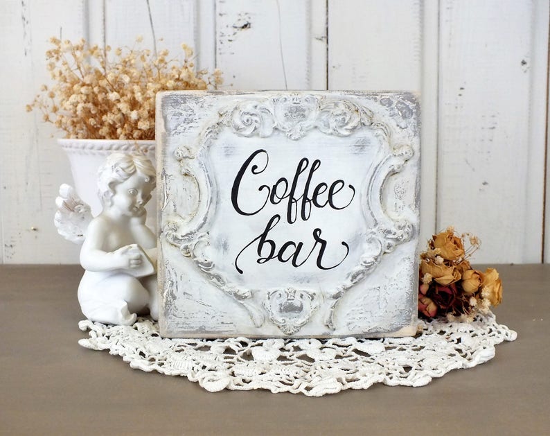 Coffee bar sign, Farmhouse coffee sign, Coffee station decor, Sign for shelf or table image 5