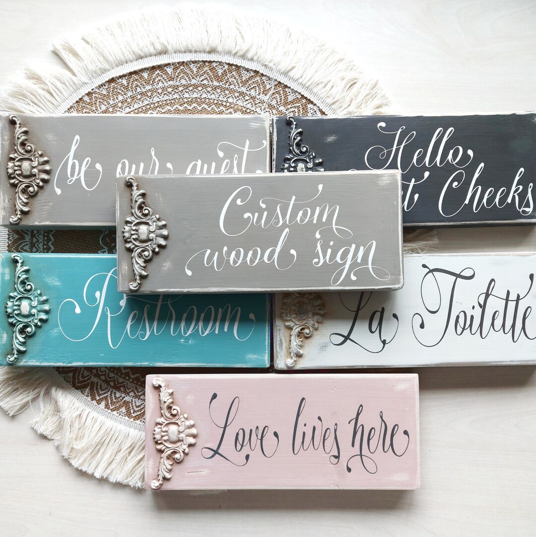 Custom Wood Sign, Rustic Wood Signs, Farmhouse Bathroom Decor - Etsy