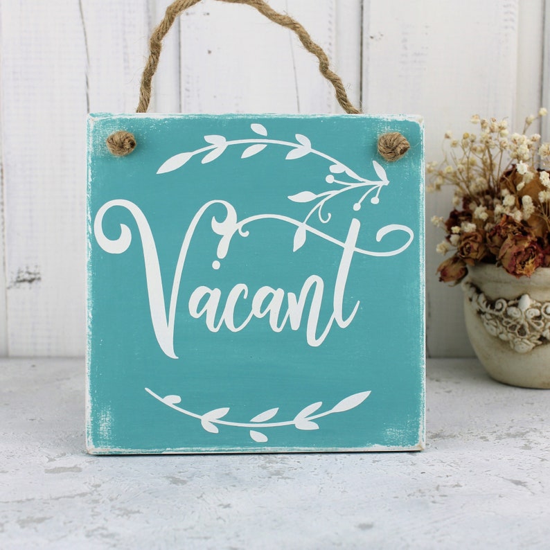 Occupied Vacant Sign Bathroom Door Hanger Plaque Little Busy Etsy