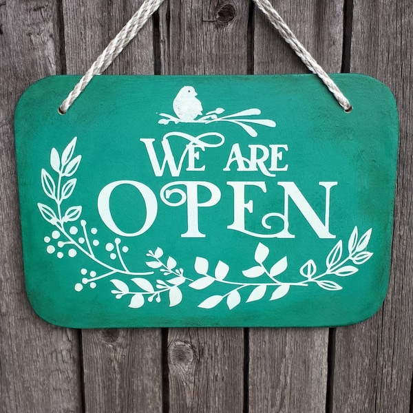 Open Closed wood sign, Business door sign, open sign for shop