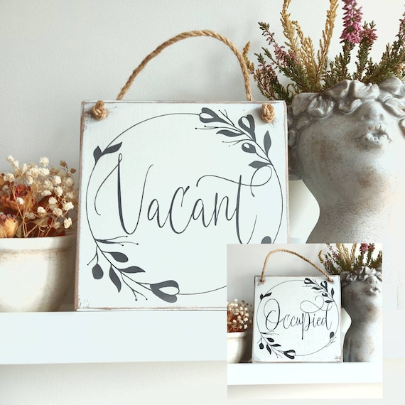Vacant Occupied Sign Bathroom Door Hanger Farmhouse Wood - Etsy