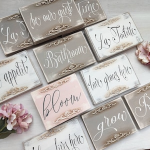 Rustic custom signs, French country personalized wood signs