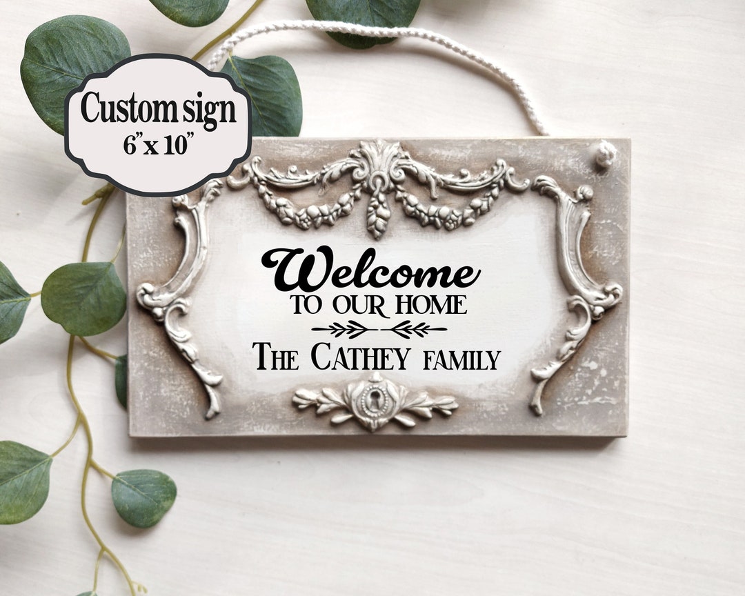 Welcome Home Wood Sign, Custom Door Plaque With Family Last Name - Etsy