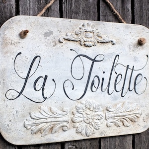 Letrero de madera personalizado &quot;La Toilette&quot;, decoración para baño estilo rústico