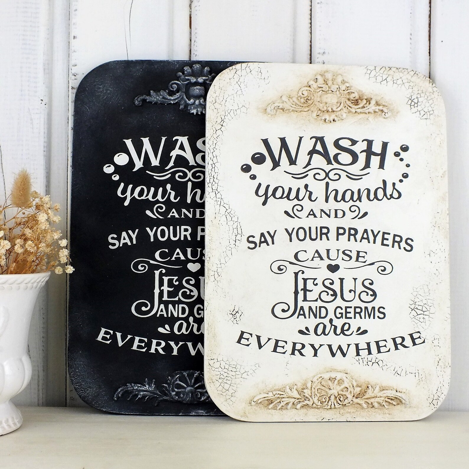 Decoración de la pared del baño de la casa de campo letreros | Etsy