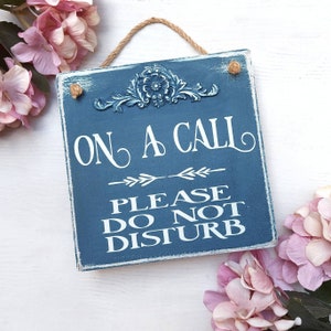 Working from home sign, do not disturb plaque, Little custom signage, Door hanging sign