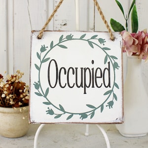 Occupied sign for bathroom, Modern farmhouse bathroom door decor, Vaccant Occupied wood signs, Bath door plaque, Rustic home wood signs